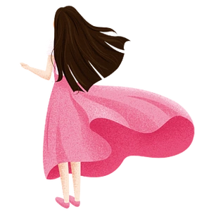 人物背影设计手绘卡通小白猫和戴黄色帽子女孩的背影可商用元素秋分