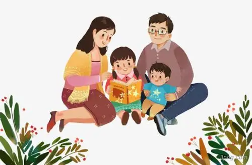 坐在地上教育子女的父母