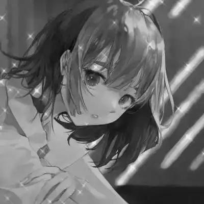 动漫女生头像高清黑白图片