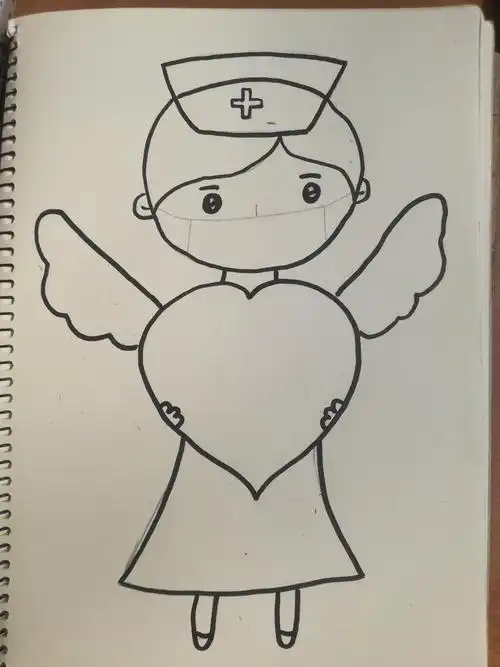 罗岭中心幼儿园之亲子绘画《白衣天使》