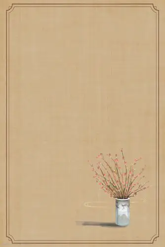 简约素雅工笔画背景 简约 素雅 工笔画 花瓶 花枝 边框 复古 中国风