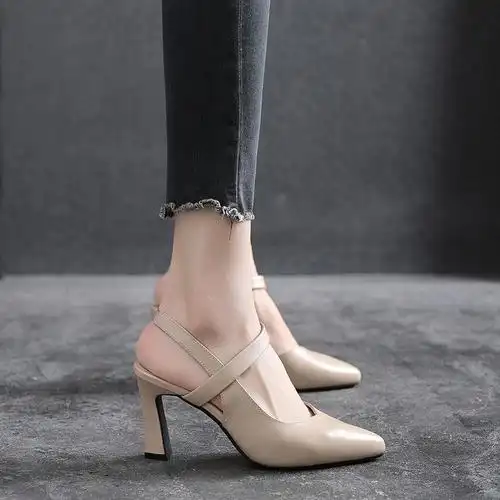 尖头高跟鞋粗跟女凉鞋