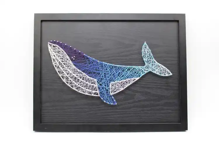 鲸鱼蓝鲸沙纱线画成品 钉子绕线画创意星空手工diy装饰画材料