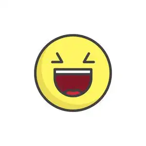 笑脸标志笑脸张开嘴闭着眼睛表情符号填充轮廓图标线矢量符号线彩色