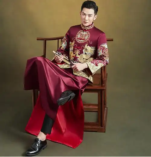 新郎秀禾服男装2020新款春夏男士敬酒服中式结婚古代唐装男款秀禾