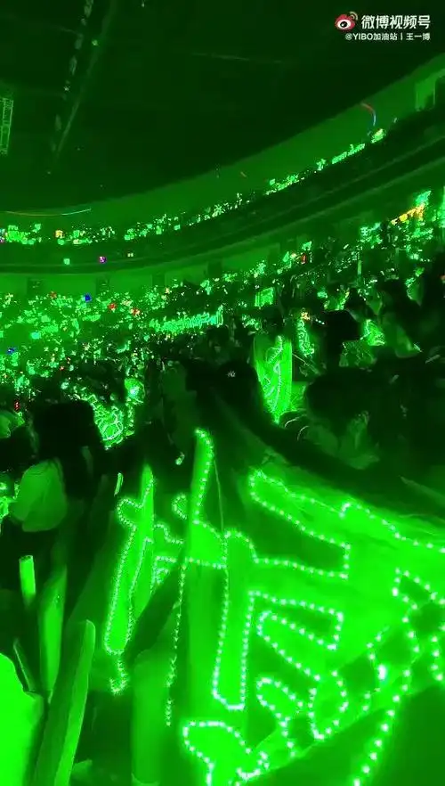 乐华演唱会满场都是王一博应援色#这满屏的绿海可太有排面了,不知道
