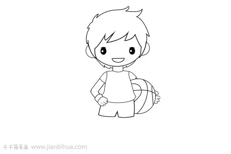 帅气的篮球男孩简笔画男孩简笔画