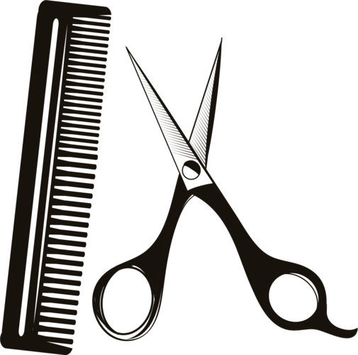 理发剪刀梳子卡通手绘图标元素