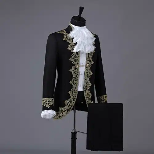 欧式宫廷演出服中世纪男士礼服欧洲戏剧话剧王子舞台复古表演服装红色