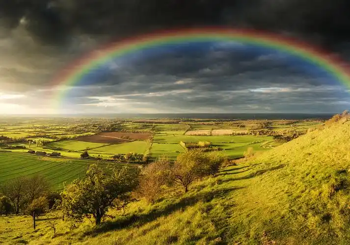 夏天,日落,乡村,风景,彩虹,悬崖_高清图片_全景视觉