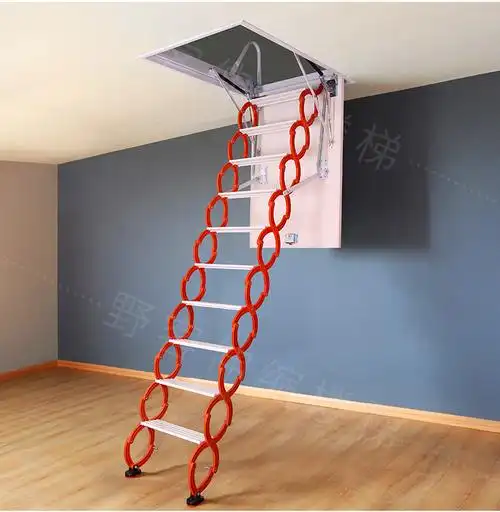 野客电动伸缩梯阁楼楼梯全自动伸缩梯遥控升降梯折叠复式别墅隐形楼梯