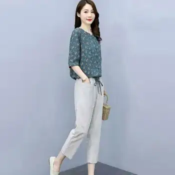 mdug素订棉麻休闲套装女装夏装2023年新款减龄文艺洋气时尚亚麻品牌