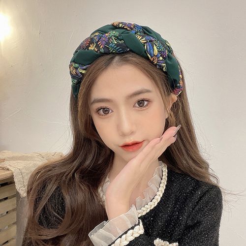 御弗绿色发箍2022年新款网红复古法式麻花辫编发窟大头围不勒头压发