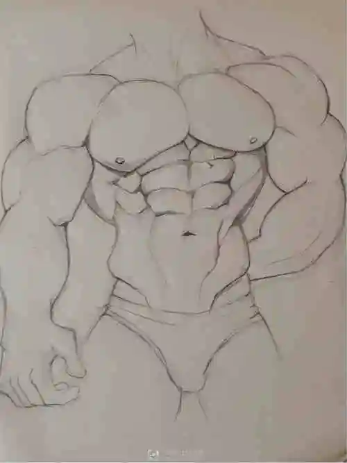 rh7117六花临摹男性肌肉角色人物肌肉绘画训练