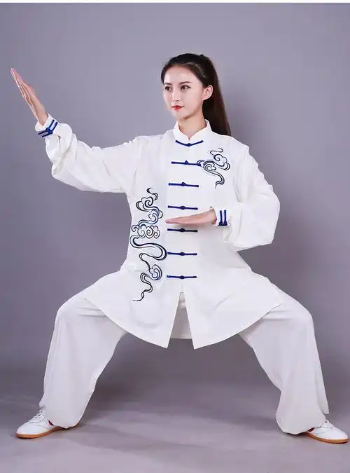 中老年练功服晨练运动服宏极太极服弹力彩云飘逸表演服刺绣太极服武术