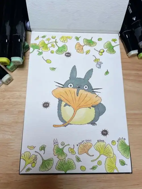 我的绘画成长史  #马克笔手绘  #线稿  #临摹  #宫崎骏龙猫  #零