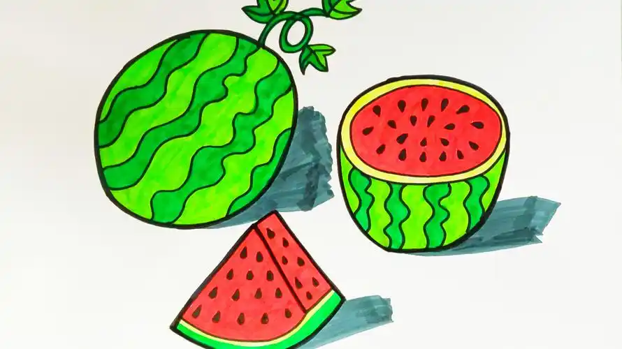 儿童画西瓜绘画教程