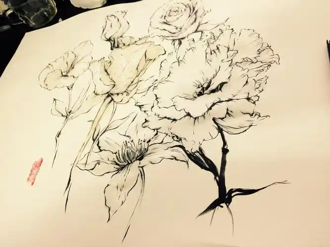 花卉植物动物线条水墨画|纯艺术|国画|kong2dog - 原创作品 - 站酷