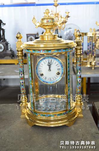 古典钟表 景泰蓝  珐琅机械座钟 欧式西洋钟表 家居别墅样板间摆