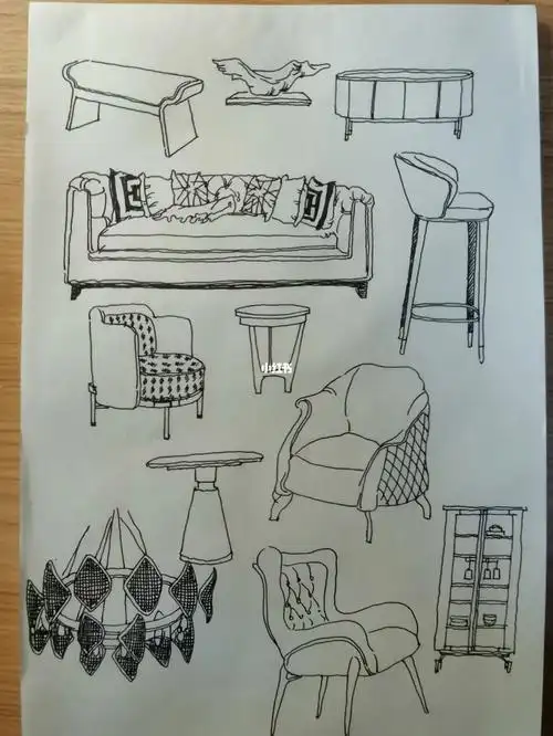 手绘 #简笔画 #家具 #设计 #软装 #灯具 #艺术品 #室内设计 #美陈