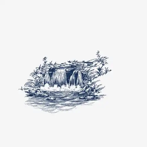 装饰图案 手绘 瀑布