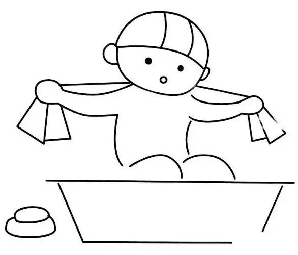 洗澡的水朋友简笔画图片