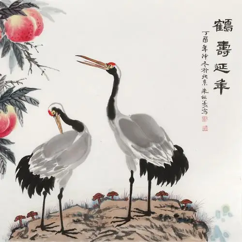 订制 朱祖义 《鹤寿延年》/137x69cm/传统水墨