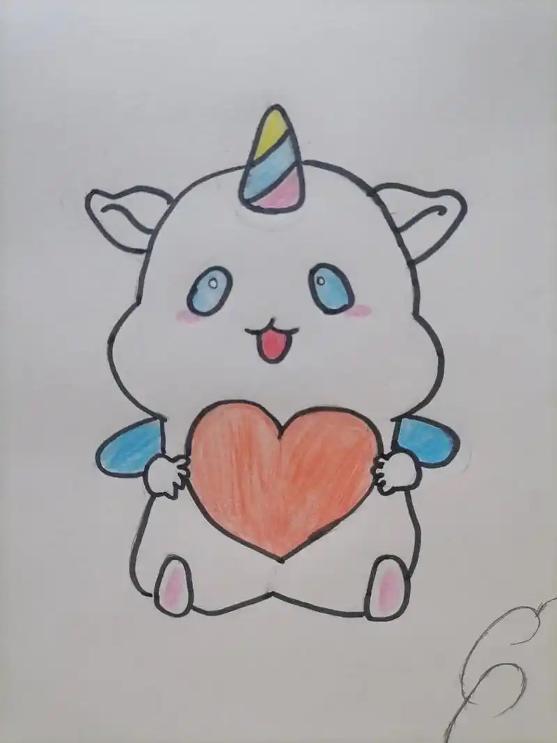 六年级独角兽简笔画 这节课孩子配合度高 学生也喜欢圆乎乎独角兽  真