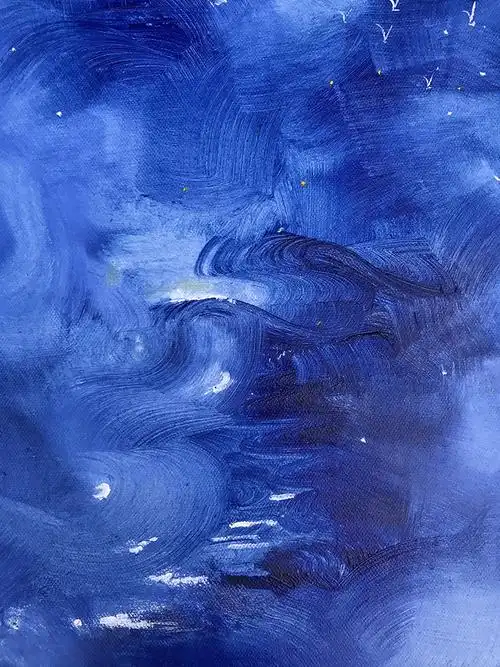 安进《蓝色风暴》布面油画50cmx70cm