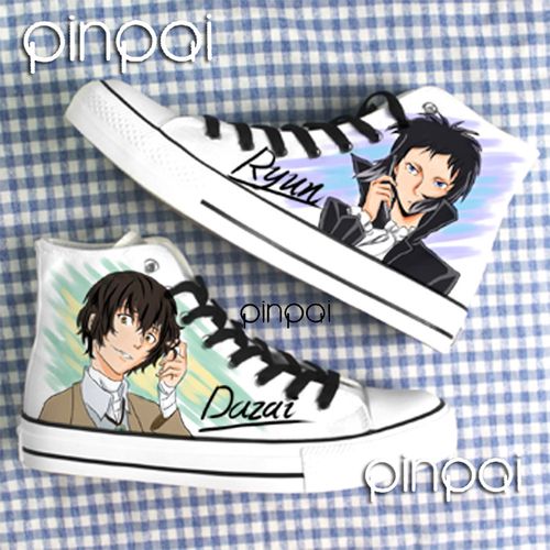 文豪犬野手绘帆布鞋太宰治高帮涂鸦动漫二次元周边男女学生潮鞋子