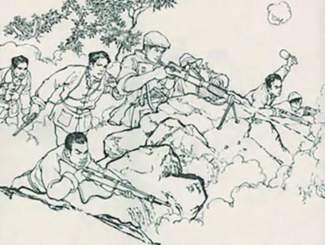 埋伏在山上的游击队员重创敌军