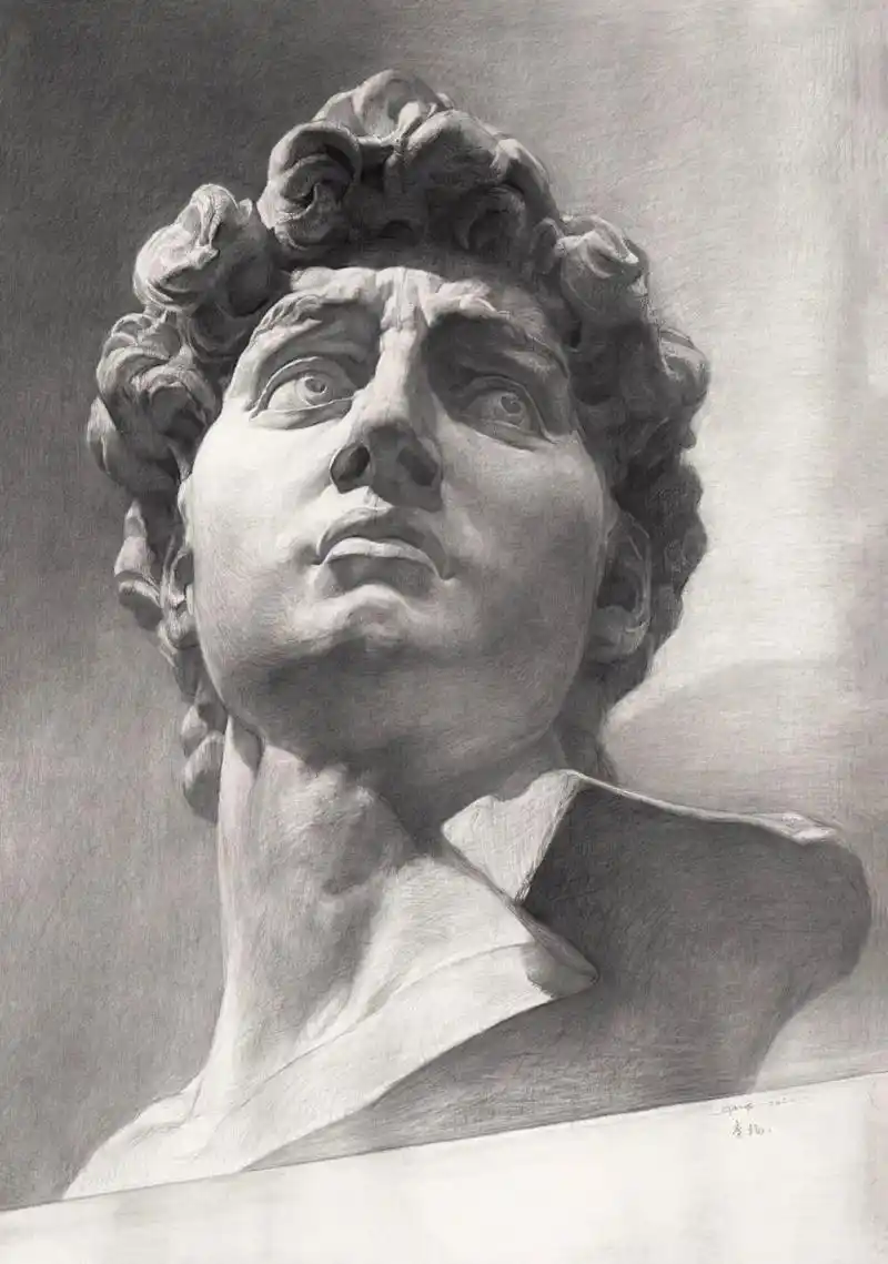 躺平角度～画大卫石膏