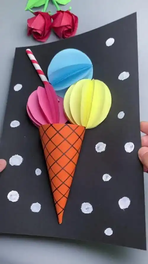 幼儿园手工#最近正是春夏换季,做个美味的冰激凌吧