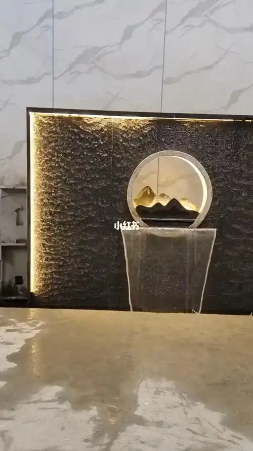 新中式水幕墙流水墙庭院室内水景石材装饰品