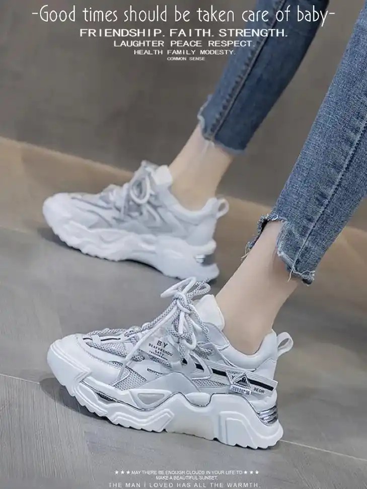 网红老爹鞋女夏季2022新款爆款厚底增高.超火ins潮百搭透 - 抖音