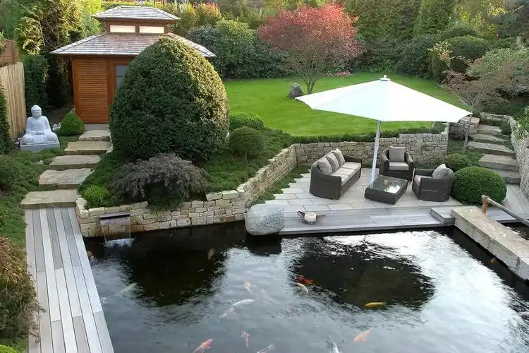 你知道佛系庭院鱼池院子景观是什么样子吗