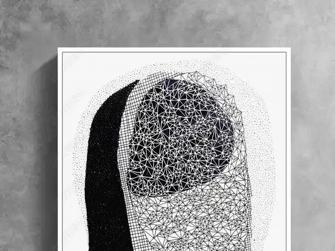 点点连线色块新中式抽象黑白北欧时尚装饰画