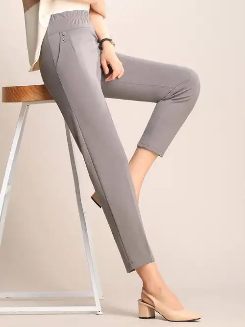 妈妈裤子夏季薄款冰丝九分裤宽松中老年人女裤弹力直筒奶奶装婆婆