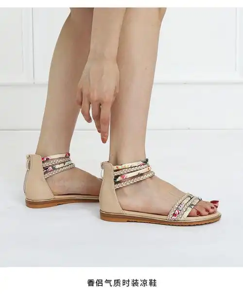 2024夏季想新款外贸平底罗马鞋大码女凉鞋货号419-5 - 17网