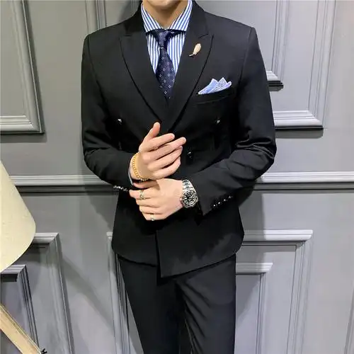 修身帅气英伦风青年商务休闲西装职业正装工作服结婚新郎伴郎礼服视频