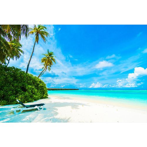 大海沙滩墙贴画海报蓝天白云马尔代夫自然风景画壁纸卧室客厅背景