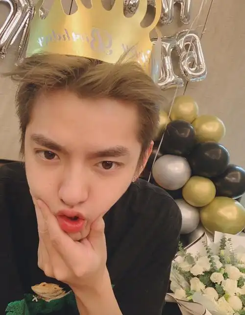 吴亦凡黑t短袖帅气庆生帅照图片66