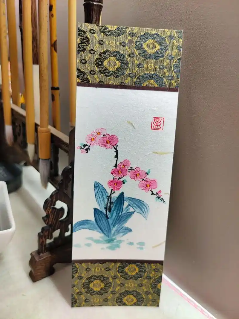 手绘国画蝴蝶兰书签来一组～#手工 #汉服 #古风 #画画 # - 抖音