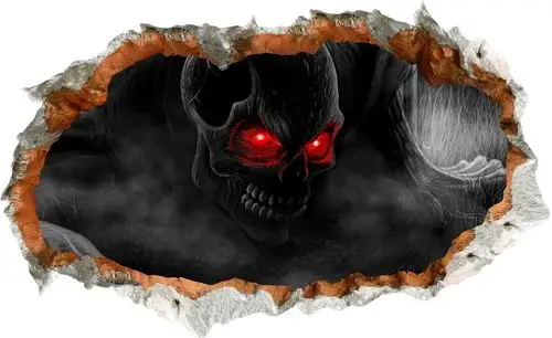 亚马逊新款外贸万圣节死神3d墙贴客厅卧室书房骷髅头装饰画批发