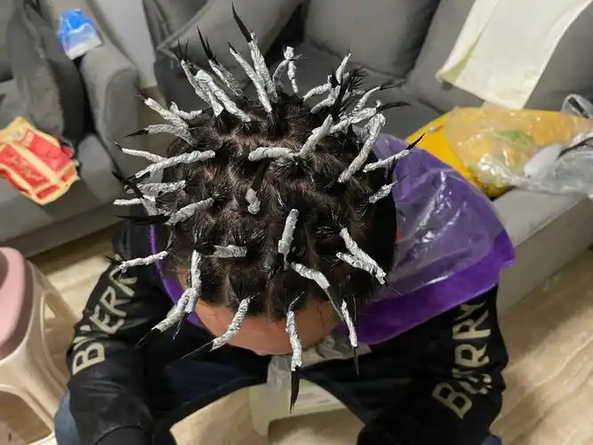 我在家给我老公烫了锡纸烫