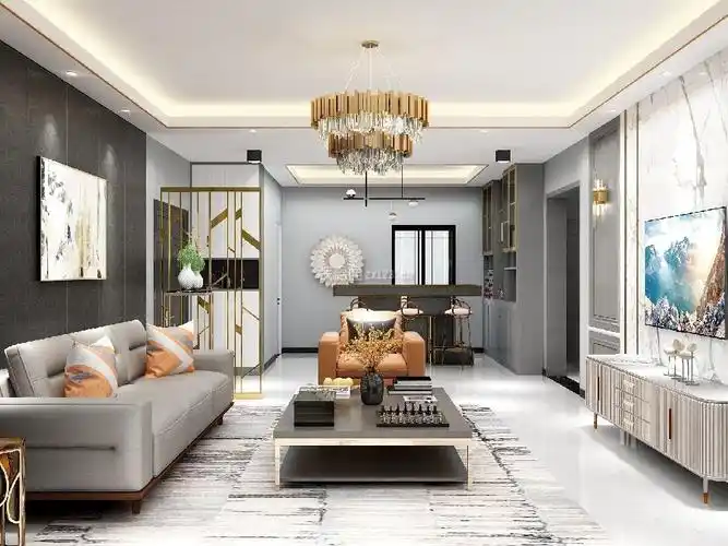 联都国际105㎡三居室轻奢风格装修案例