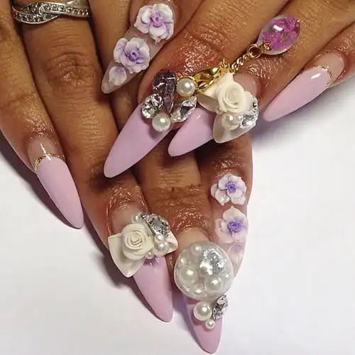 达人show 水晶雕花美甲设计