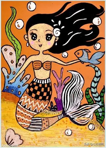 儿童线描画教程「美人鱼」,培养孩子的创造力