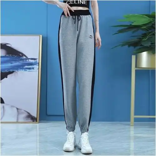 抖音同款】百魅阁服饰早秋新款华夫格卫裤宽松束脚休闲裤灰色女裤子