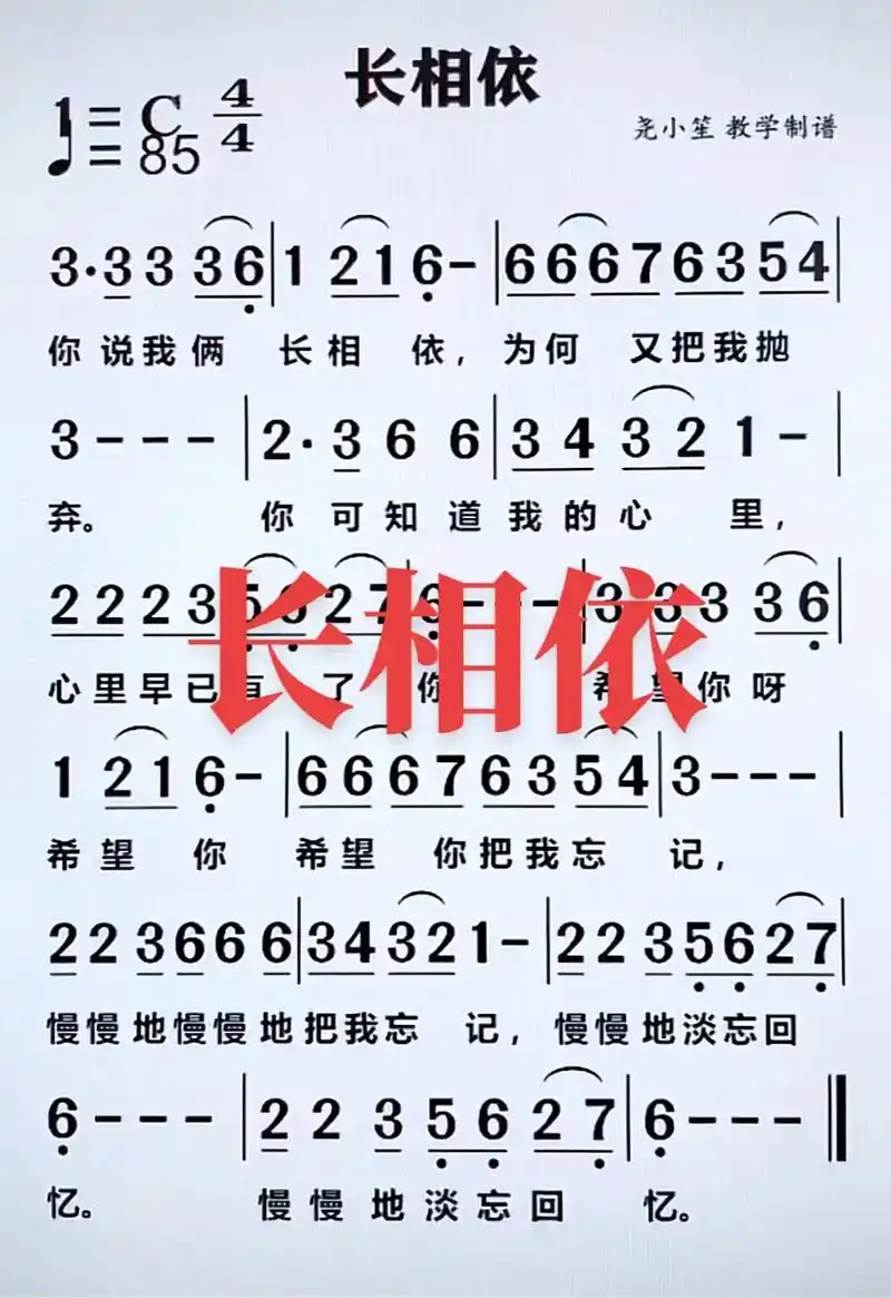 长相依简谱.长相依简谱#民间艺术传承 #弘扬和传承民俗文化  - 抖音